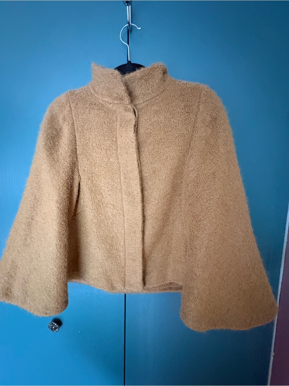 Zara Women's brown mohair-blend cape jacket
